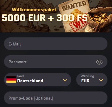 Wanted Win Registrierung